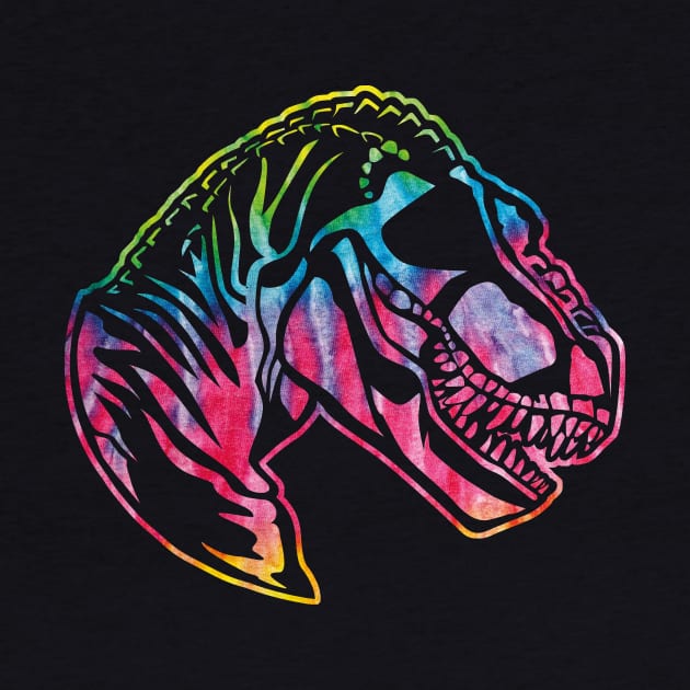 T-Rex Tie Dye Color Art Colorful Dinosaur by BlueTodyArt